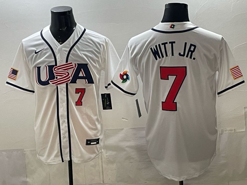 Men 2026 World Cub USA #7 Witt jr White Game Nike MLB Jersey style 005->more jerseys->MLB Jersey